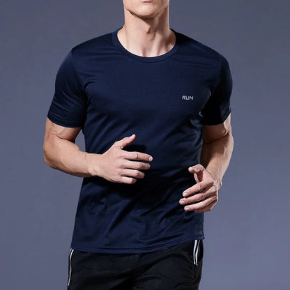 Running Moisture Wicking round Neck T-Shirt Training Exercise Gym Sport Shirt Tops Lightweight Men'S Quick Dry Short Sleeve Gym