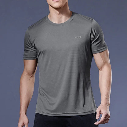 Running Moisture Wicking round Neck T-Shirt Training Exercise Gym Sport Shirt Tops Lightweight Men'S Quick Dry Short Sleeve Gym